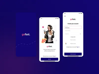 Gofast App - Sign up (DailyUI 001) app branding clean dailyui dailyui005 design figma flat illustration login logo minimal ui vector