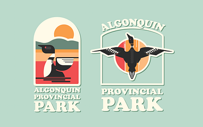 Algonquin Provincial Park Retro bird branding camping clothing design graphic design ill illustration logo loon merch nature pastel retro vector wilderness