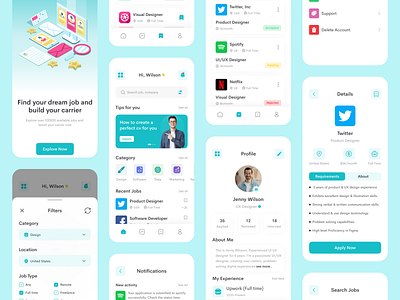 Job Finder Mobile App career employee find job find work hire designer hiring app job job find job finder job finder app job platform job portal job search mobile app mobile app design srsoumik ui ux vacancy