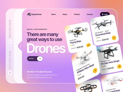 Drone Hero Header app branding design drone header hero header landing page minimal ui ux web