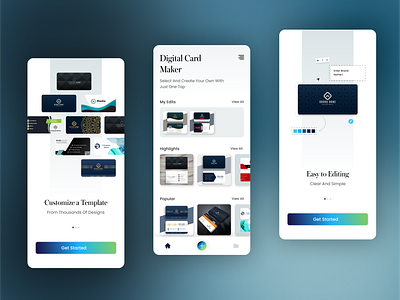 Digital Card Maker app app ui business card maker concept digital card maker figma design mobile ui ui user interface