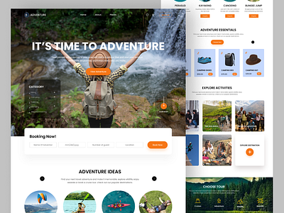 Landing page website - Adventure Concept adventure booking design destination finding forest picnic hiking homepage interface landingpage tour travel turism ui ux design web design website design