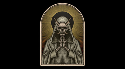 Prayer (For Sale) artwork darkart dotwork drawing illustration macabre skull