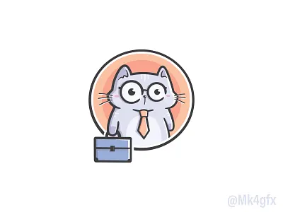 Business Cat logo (sold) animal branding business cartoon cat cute design employee employer illustration logo logos mascot modern pet smart suit suitcase work worker