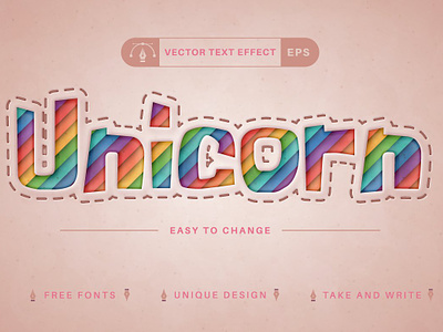 Paper Unicorn - Editable Text Effect