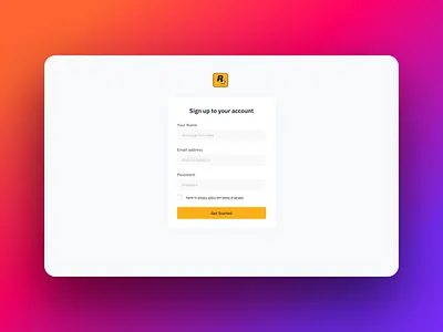 Signup Page design ui ux web