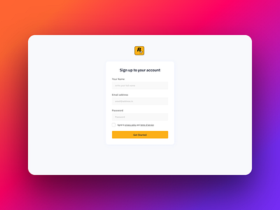 Signup Page design ui ux web