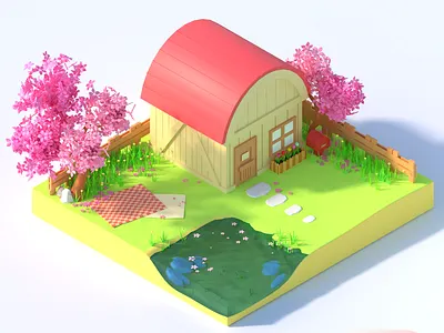 Spring 3d 3d modeling blender illustration render