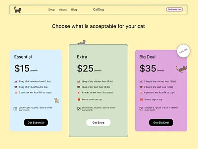 Day 001 - Screen related to signing up for something cat dailyui design graphic design payment pets plan pricing plan subscription ui website