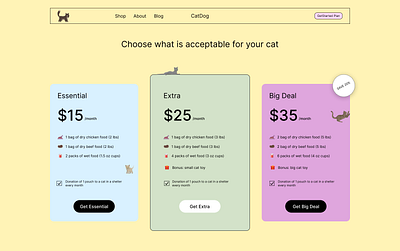 Day 001 - Screen related to signing up for something cat dailyui design graphic design payment pets plan pricing plan subscription ui website