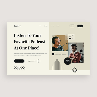 Podery Podcast Webpage branding figma hero hero page landing page landing screen landing template ui ui design uiux web design web template webpage website website page website template