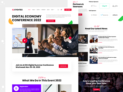 Eventex - Event & Conference Website V2 agency website celebration conference digital technology event event finder event mangement landing page layout meetup responsive design schedule seminar social network speakers ui ui design web design website workshop