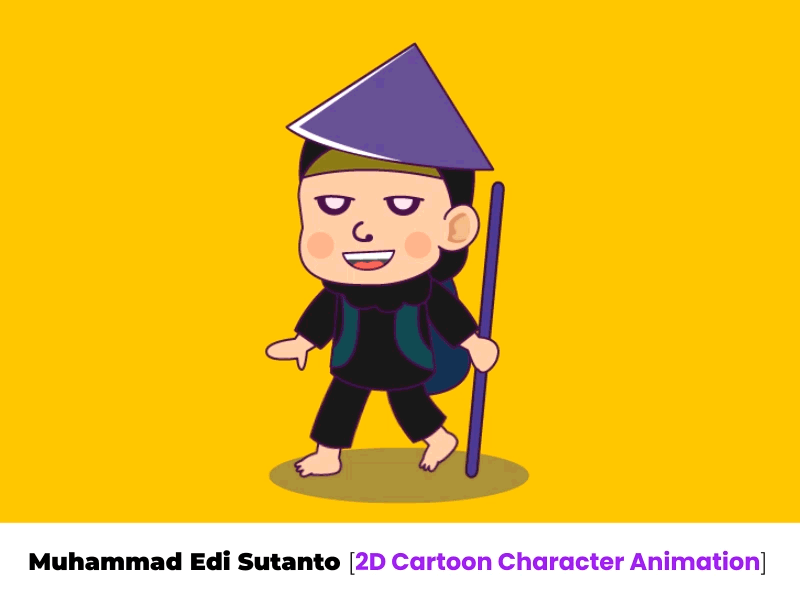 Walking Character Animation - Joko Kendil Fanart - Animated GIFs 2d animation animated gifs animation anime fanart cartoon graphic design illustration motion graphics perfect loop walking character animation