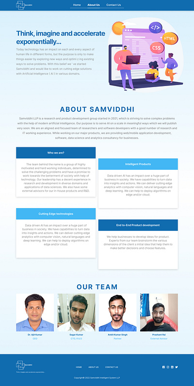 About Us - Our team Page design graphic design ui