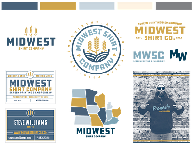 Midwest Shirt Company branding. branding design embroidery illustration indiana indianapolis logo midwest midwest shirt company t shirt vector westfield