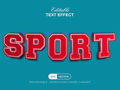 Red Sport Text Effect 3D Style