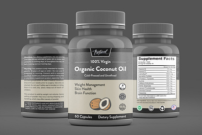 Organic Coconut Oil Supplement label design bottle design bottle label bottle label design box design cbd label food label food label design gummy product labels label label design packaging packaging design packaging label premium supplement label private label product label product label design product packaging supplement supplement label