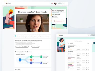 Telehealth platform - Waiting room data design doctor health interface list mental health patient product remote room telehealth ui ux video visio visioconference waiting waiting room waiting screen