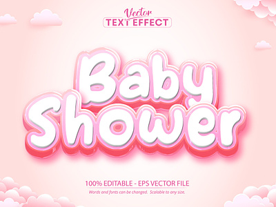 Baby shower text effect, editable