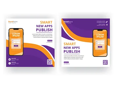 Mobile app promotion social media post and web banner template app promotion banner banner template design flyer design graphic design mobile app post template poster promotional poster social media banner social media post vector