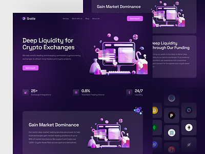 Gratie - Crypto Exchange Landing Page 💰 3d 3d crypto 3d illustration app coins crypto crypto exchange crypto landing page design landing page minimal nft nft landing page ui ux web web3