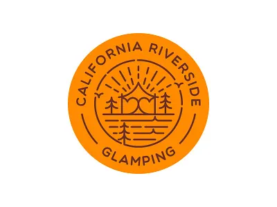 California Riverside Glamping badge branding camping design glamping illustration logo logo design logo designer outdoor pine stamp tent tree typography