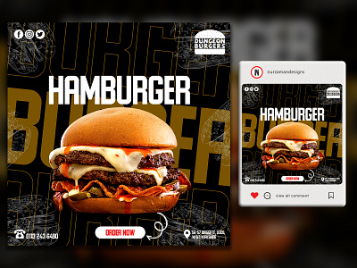 Food Social Media Design | Instagram Ads | Creative Post Design ads ads design advertisement animation branding burger burger banner design facebook ad fast food food banner graphic design instagram post promotional ads restaurant restaurant banner social media social media template ui web banner