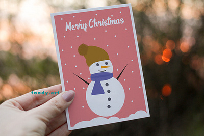 Cute Snowman Christmas Card branding card christmas christmas card cute design flat graphic design greeting card illustration illustrator logo new year printable printable card snowman ui ux vector web