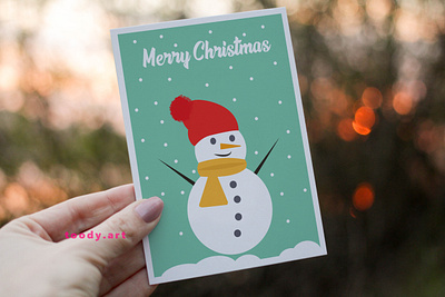 Cute Snowman Christmas Card in green 3d animation branding card cartoon christmas greeting card design gift graphic design greeting card greeting cart illustration illustrator logo motion graphics present ui ux vector web