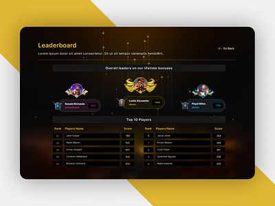 Game Leaderboard UI design figma game gaming illustration minimalist ui ux