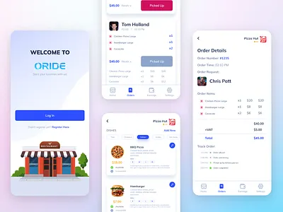 ORIDE Vendor App android app ios pos restaurant ride sharing ui ux vendor