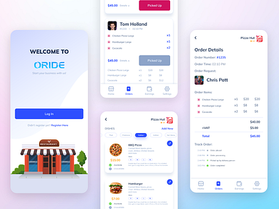 ORIDE Vendor App android app ios pos restaurant ride sharing ui ux vendor