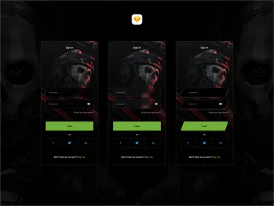 Modern Warfare 2 Sign In Mobile UI auth design gaming mobile sign in sketch ui user interface