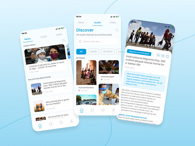 UN News Apps - Redesign app application awesome design clean design design inspiration ngo non government organization redesign trending design ui ui design un unicef united nation who