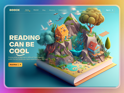 AI Concept Design for Book Discovery Platform artificial intelligence book illustration isometric landing midjourney ux web web design