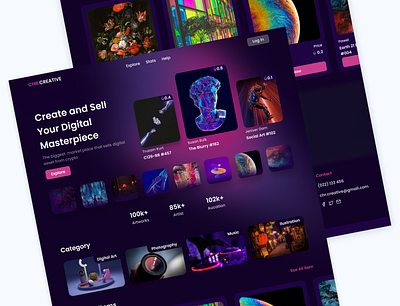 NFT Marketplace Landing Page branding design graphic design landing page mobile design nft ui ui design uiux design user interface ux web design website design