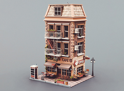 Low poly Cafe 01 cafe coffee shop stylized