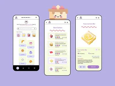 Cutie Bites Bakery app bakery bakery shop bread cake cute design food app kawaii mobile mobile app mobile ui pastry shop soft tones sweets ui ux