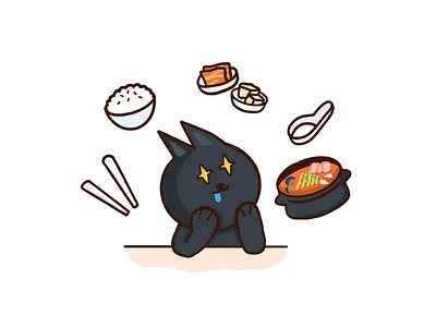 Always got Army Stew on my mind 💭 🥘 army cat comic dream eating flat food illustration kimchi korean procreate stew supercatt