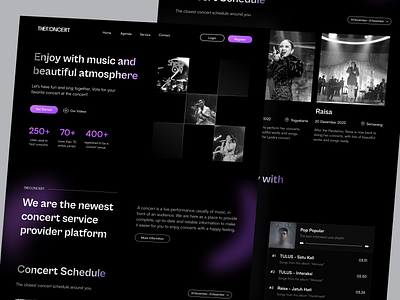 TheConcert - Landing Page Concert artist audio concert dark design graphic design live modern music music app musicconcert play songs streaming trending ui uiux uix ux viral