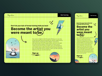 Procreate Online Course UI Design Interface brand identity branding color palette education green interface minimalism ui ux vibrant web design website