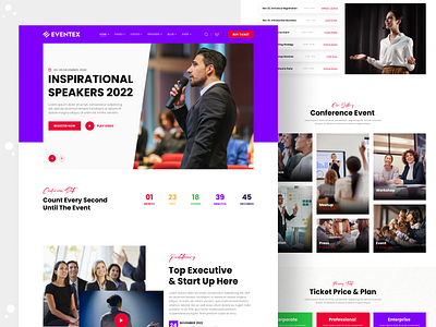 Eventex - Event & Conference Website V3 agency website celebration conference digital technology event event finder event mangement landing page layout meetup responsive design schedule seminar social network speakers ui ui design web design website workshop