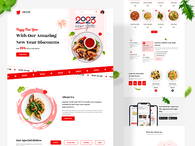 Organic - New Year Food Landing Page 2023 branding design ecommerce food food landing page holiday landing page new year new year 2023 new year landing page online food order landing page organic organic food ui ui desgn web design web page website website design