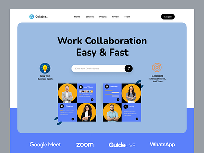 Website Design : landing page collabration communication design figma design home page interface job platfrom langing page live video meeting minimal design ux design web design website design