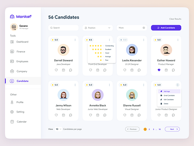 HRM Candidate Dashboard apple avater dahboard hr dashboard hrm minimal trending ui ui design ux