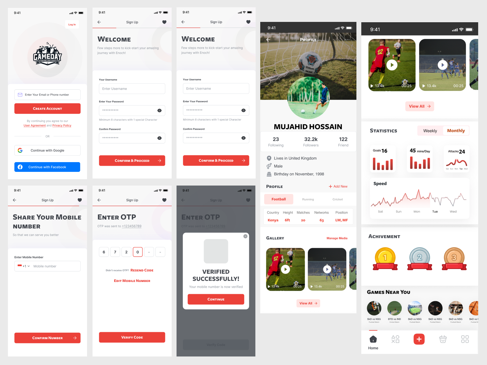 Example of Mobile App Design ( 5 Screens)