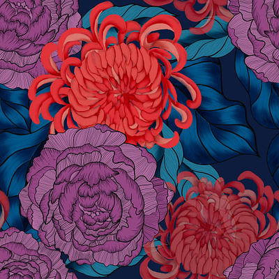 Chrysanthemum pattern design design graphic design illustration logo ui ux