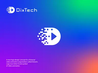 D letter logo design for video animation organization 3d animation app branding brandinglogo brandinidentity d letter logo d logo design dixtech logo graphic design illustration initinal logo letter logo logo logo maker logodisign minimal logo modern logo ui