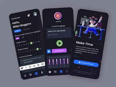 Make Time - Productivity App app app design design figma goals app habit tracker make time book productivity app project manager task manager ui ui inspiration ux