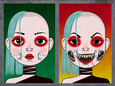 The girl with a thousand fangs anime cartoon character character design comic dark design goth gothic graphic graphic design horror illustration japan kawaii manga punk terror vector
